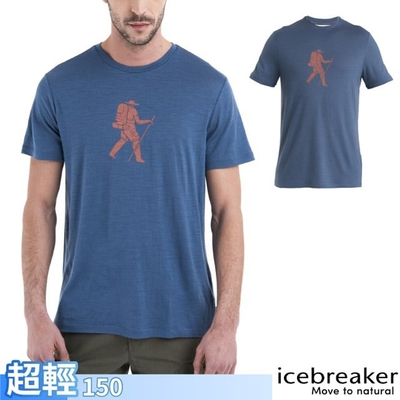 【Icebreaker】男 100%美麗諾羊毛 Tech Lite III 圓領短袖上衣(徒步旅行)-150.T恤_IB0A56WZ-A76 復古藍