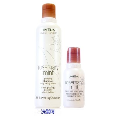 AVEDA 迷迭薄荷洗髮精250ml+沐浴乳或美體乳50ml(隨機/正統公司貨)