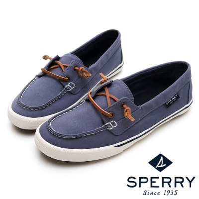 SPERRY 經典水洗無綁帶休閒鞋(女)-灰藍