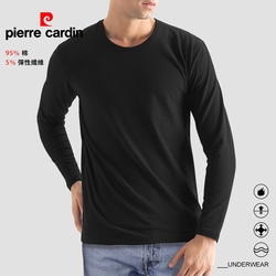 【pierre cardin 皮爾卡登】蓄熱彈力棉圓領長袖