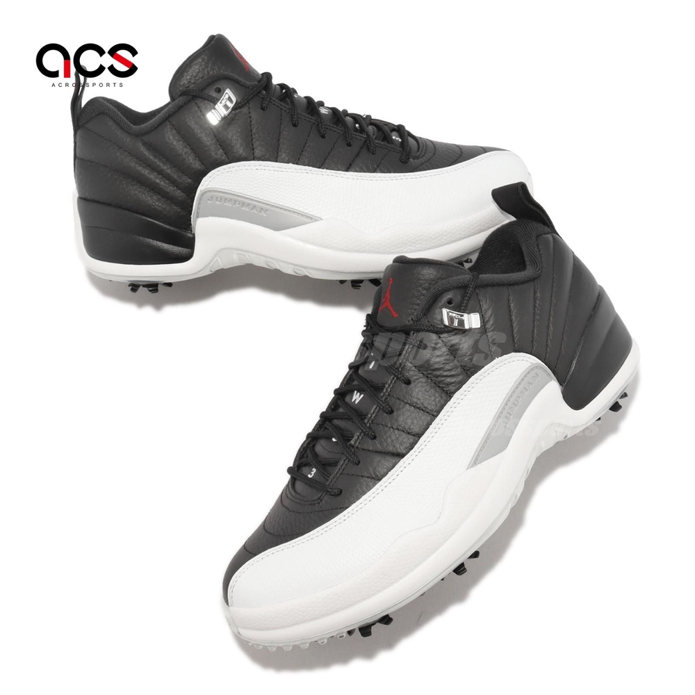 Nike 高爾夫球鞋Air Jordan XII Low 男鞋黑白高球Playoffs 12代AJ