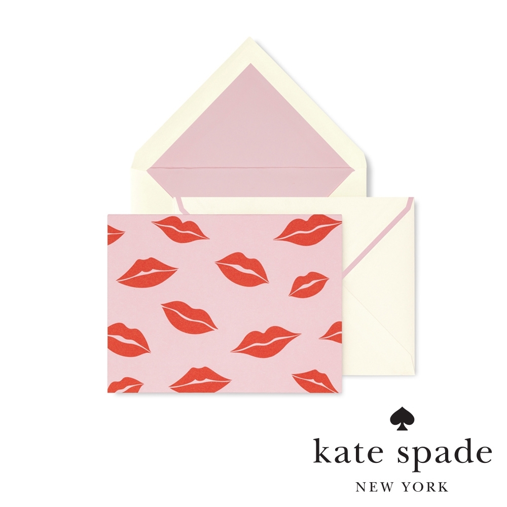 Kate Spade 唇唇欲動紅印卡片信封套組 Foldover Card Set,Lips