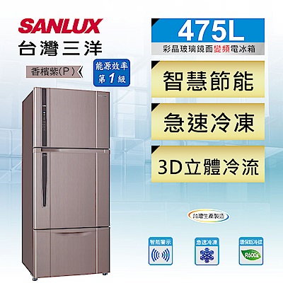 SANLUX台灣三洋 475L 1級變頻3門電冰箱 SR-C475CV1A