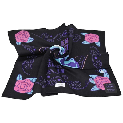 ANNA SUI X BLUE HAMHAM 品牌字母LOGO可愛公仔圖騰帕領巾(黑色系)