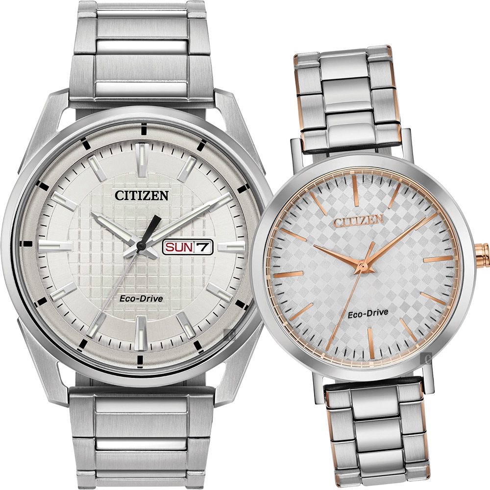 CITIZEN 星辰 光動能情侶手錶 對錶-銀 AW0080-57A+EM0766-50A