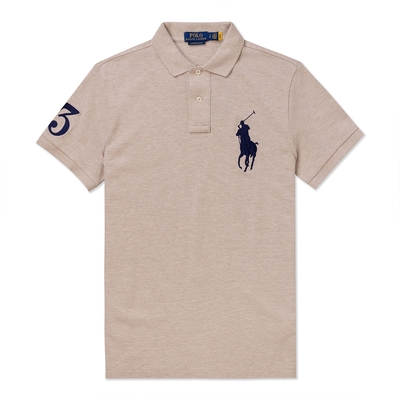 Polo Ralph Lauren RL 熱銷刺繡大馬短袖POLO衫(CUSTOM SLIM FIT)-淺咖啡色