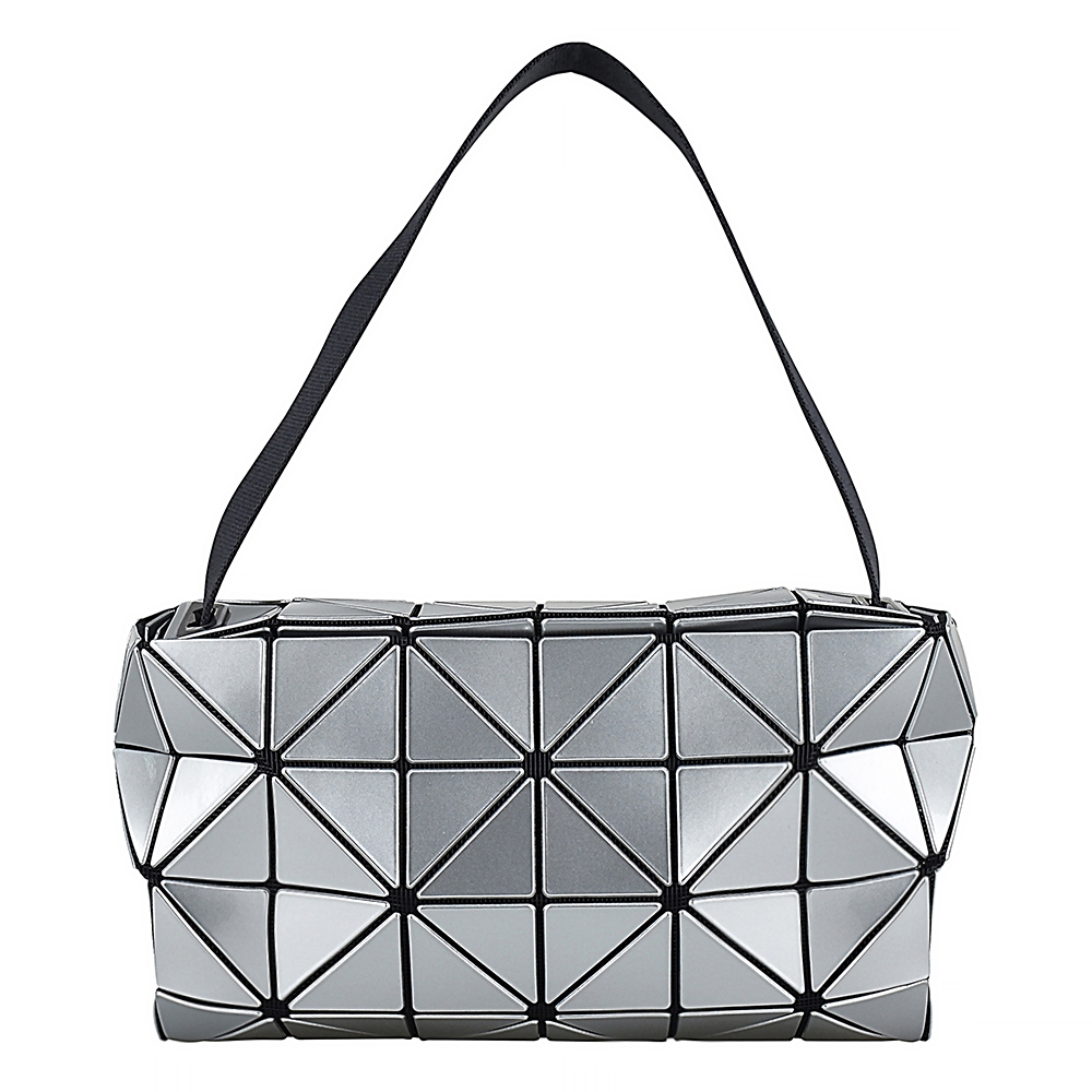 BAO BAO ISSEY MIYAKE 三宅一生字母LOGO三角幾何格拼接PVC 2X3拉鍊斜