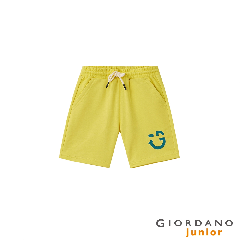 GIORDANO 童裝微笑印花抽繩短褲 - 43 刺槐黃