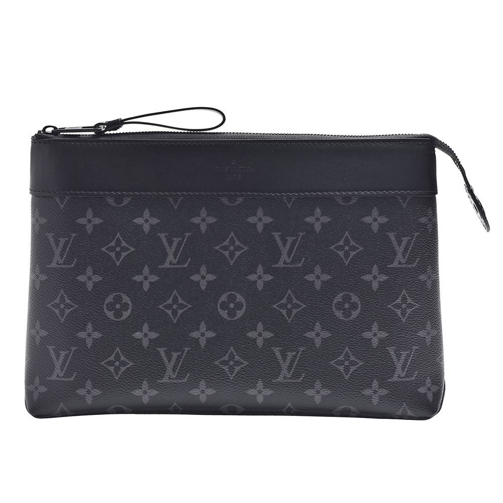 LV M82543經典Pochette Voyage Souple Eclipse帆布手拿包(黑色)