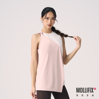 Mollifix 瑪莉菲絲 扭結拼接訓練背心 (粉+白)、瑜珈服、瑜珈上衣、背心、運動服