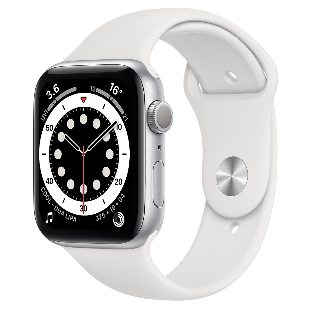 Apple Watch Series 6 (GPS) 44mm 銀色鋁金屬錶殼+白色錶帶(M00D3TA/A