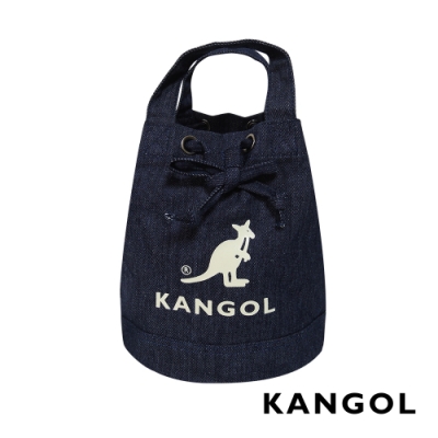 KANGOL 韓版玩色系列-牛仔斜背水桶包-深藍AKG1214