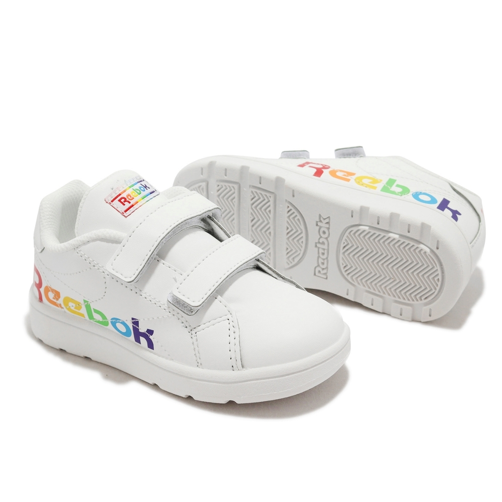 Reebok 休閒鞋Royal Complete CLN 2 白彩虹大童女鞋魔鬼氈小白鞋FX0109