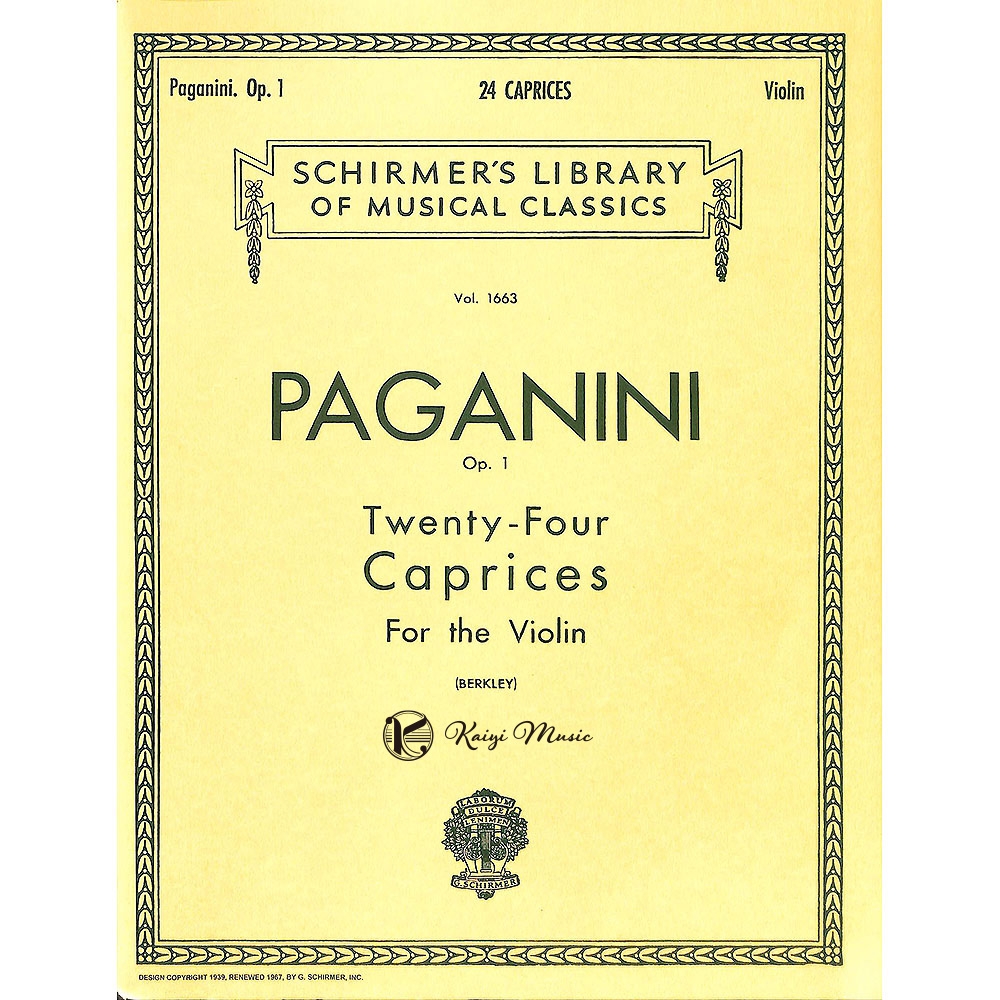 【凱翊｜Schirmer】帕格尼尼：二十四首小提琴奇想曲 作品1Paganini：24 Caprices Op.1 for Violin Book | 拾書所