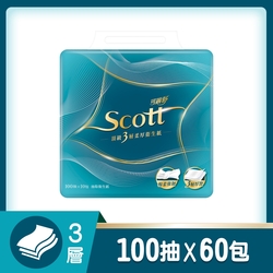 Scott可麗舒 頂級 3 層柔厚抽取衛生紙 100抽X10包X6串 箱購