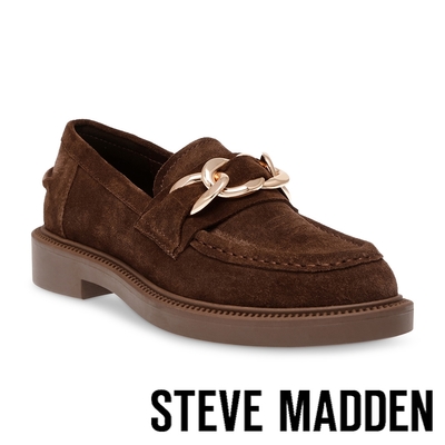 STEVE MADDEN-KAMRON 飾釦皮革樂福鞋-絨咖啡