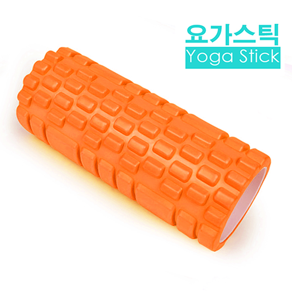 韓國熱銷 瑜珈按摩滾輪 瑜珈棒 瑜珈柱 橘 - 快速到貨