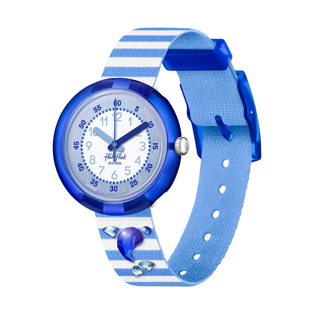 FLIKFLAK 兒童手錶 水晶 海豚 SHINING DOLPHIN (31.85mm) 瑞士錶 兒童錶 手錶 編織錶帶