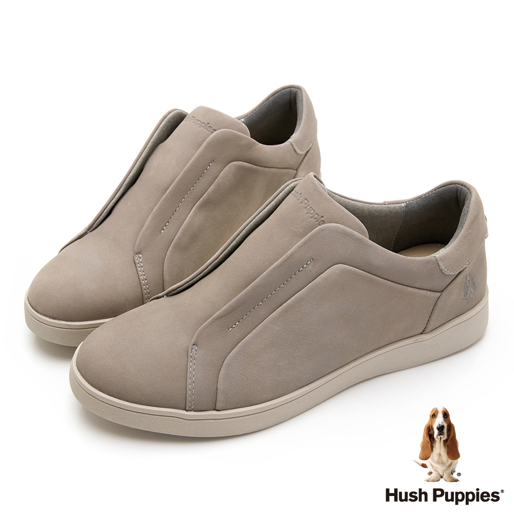 Hush Puppies 經典款真皮休閒女鞋-卡其色