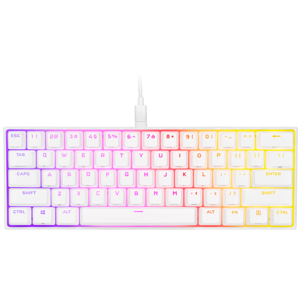 【CORSAIR海盜船】K65 RGB Mini 機械式鍵盤/銀軸/英文/60%/PBT鍵帽/2年保/全白/CH-9194114-NA