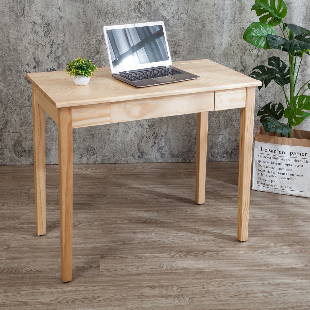 Boden-森林家具 3尺全實木抽屜書桌/工作桌-DIY-90x50x76cm