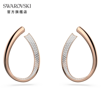 SWAROVSKI 施華洛世奇 Exist 大圈耳環, 白色, 鍍玫瑰金色調