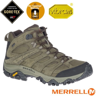 【MERRELL】男 MOAB 3 SMOOTH MID GORE-TEX 多功能防水透氣登山健行鞋_ML036373 軍綠