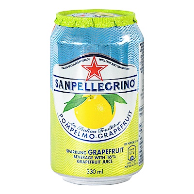 S.Pellegrino 聖沛黎洛 氣泡水果飲料 罐裝-葡萄柚口味(330mlx6入)