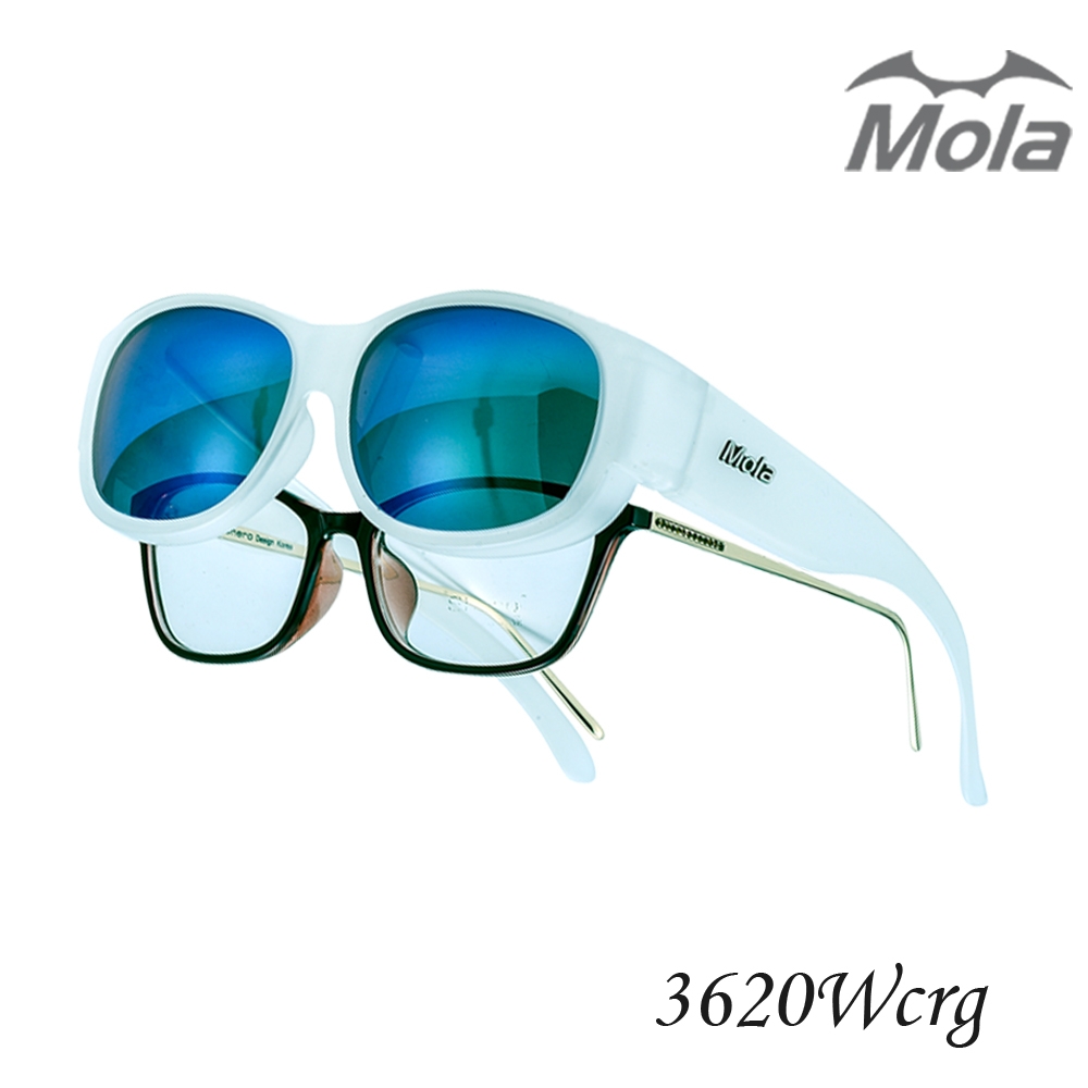 MOLA摩拉外掛式近視偏光太陽眼鏡套鏡 UV400 多層彩色鍍膜 男女一般臉型-3620Wcrg
