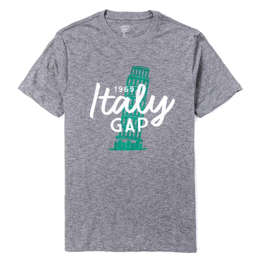 GAP 義式風情設計短袖T恤-灰色