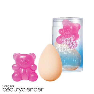 beautyblender 原創美妝蛋 熊心抱蛋組-原創美妝蛋-櫻花粉x1+軟糖小熊清潔皂x1