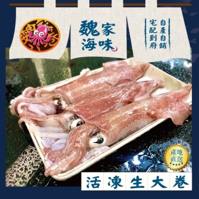 魏家海味 基隆八斗子船撈活凍生大卷4盒組((3-4隻/300g/盒)