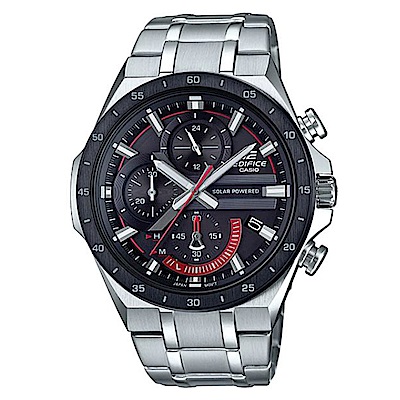 CASIO EDIFICE紅指針3D錶盤太陽能電力腕錶-(EQS-920DB-1A)/48