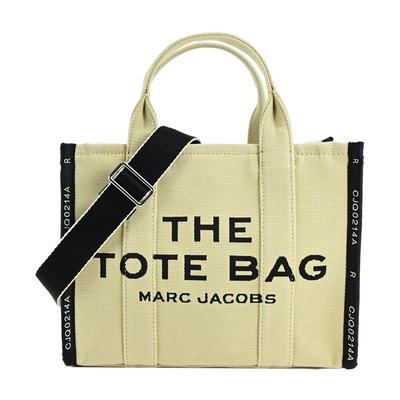 MARC JACOBS JACQUARD SMALL TOTE字母刺繡滾邊帆布兩用托特包-小/米