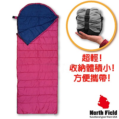 美國 North Field 丸洗 15℃超輕全開式信封型化纖睡袋_深紫/藍