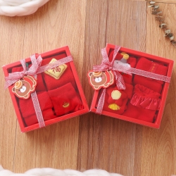 [Kori Deer 可莉鹿]春節大紅防滑嬰兒童襪4雙組禮盒