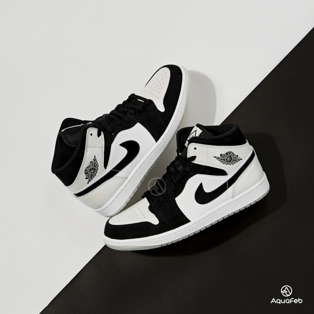 Nike Air Jordan 1 Mid Diamond Shorts 男鞋 黑白色 鑽石 AJ1 高筒 運動 籃球 休閒鞋 DH6933-100