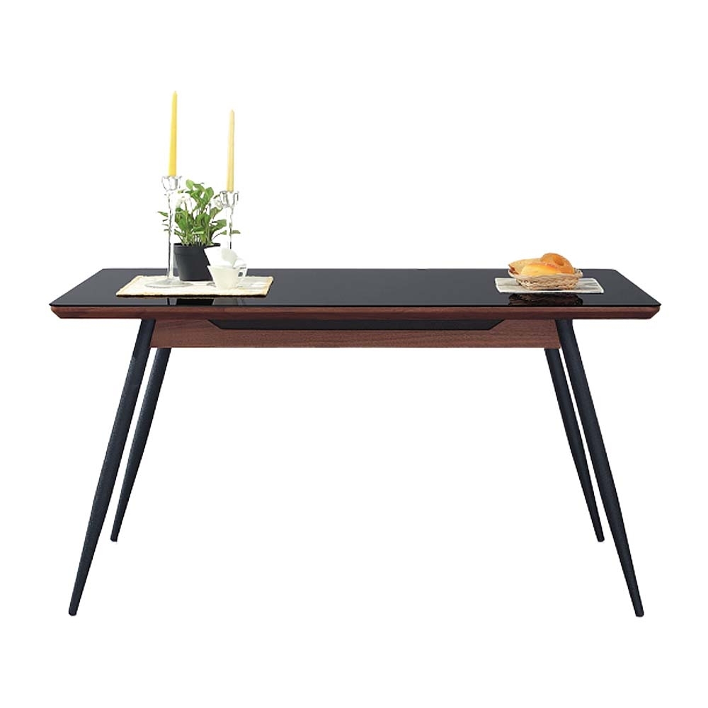 柏蒂家居-羅琳4.5尺時尚黑玻璃餐桌-135x80x76cm