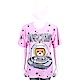 MOSCHINO 太空熊星星圖案粉色棉質長版短袖T恤 product thumbnail 1