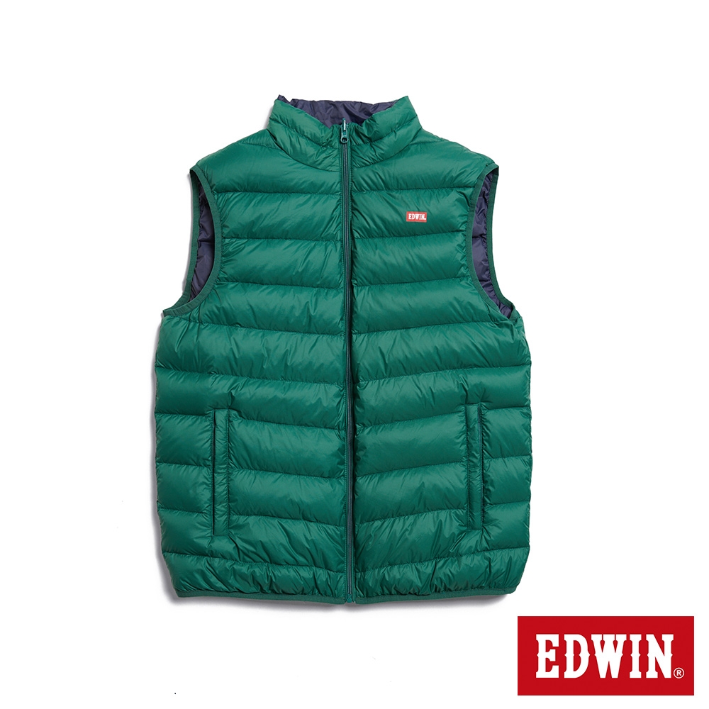 EDWIN 超輕量可收納雙面穿羽絨背心-男-苔綠色