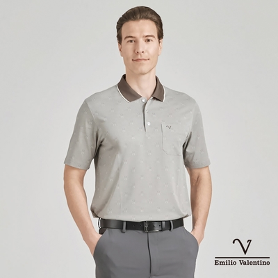 【Emilio Valentino范倫鐵諾】男裝吸排涼感彈性短袖POLO衫-棕色(21-4V8838)