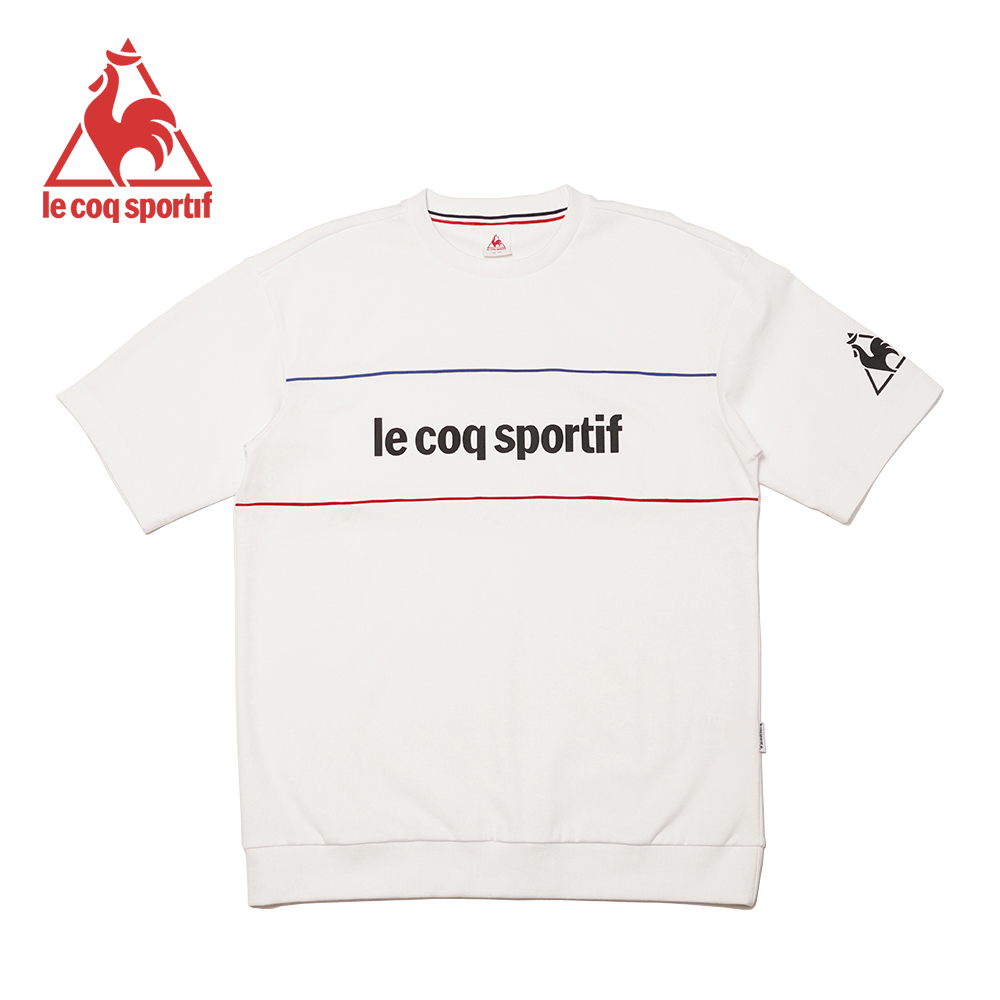 le coq sportif 法國公雞牌韓國潮流胸前撞色品牌印花短袖T恤 男女-白