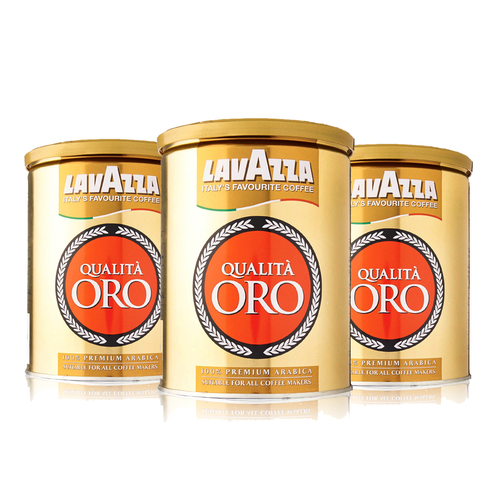 LAVAZZA Qualita ORO金牌咖啡粉3件組250gx3 頂級金罐