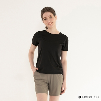 Hang Ten-女裝-恆溫多功能-REGULAR FIT吸濕排汗機能運動短袖T恤-黑