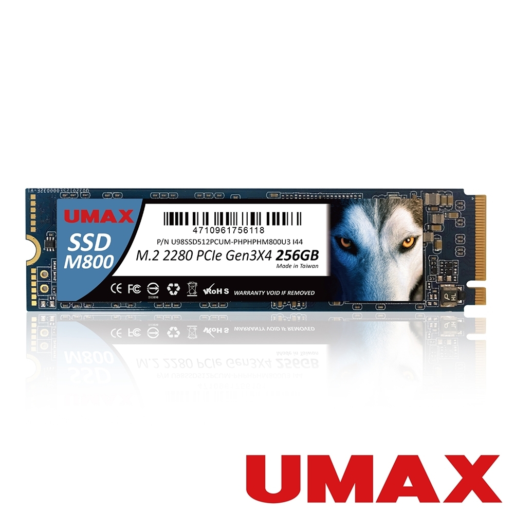 UMAX M800 256GB M.2 PCIe Gen3x4 固態硬碟