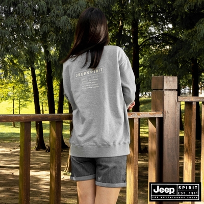 JEEP 女裝 包繩立體LOGO刺繡大學T-灰色