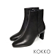 KOKKO完美顯瘦方頭小牛皮扁跟短靴霧黑色 product thumbnail 1