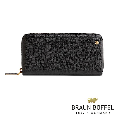 BRAUN BUFFEL - 珍妮絲系列12卡拉鍊長夾 - 暗夜黑