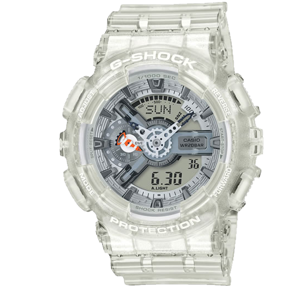 G Shock洋生態設計風格透明果凍色系雙顯運動錶 Ga 110cr 7 白 51 2mm
