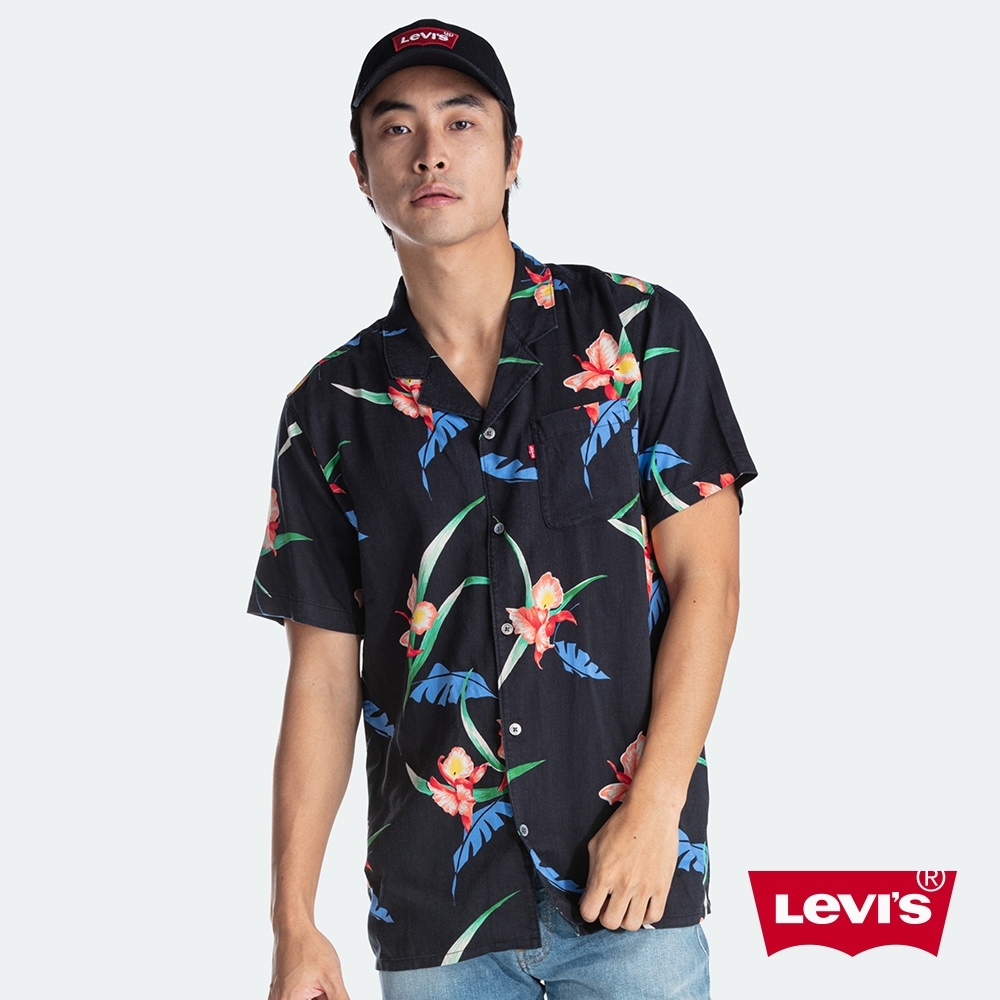 Levis 男款短袖襯衫休閒版型扶桑花紋單口袋Lyocell天絲棉| 襯衫| Yahoo奇摩購物中心